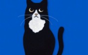 黑猫 日本风情工布艺贴画图片 日本风情手工布艺画秋冬篇 绘画壁纸