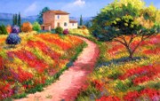 梦幻彩色田园 法国风景油画壁纸 童话法国田园法国画家Jean Marc Janiaczyk 油画壁纸 绘画壁纸