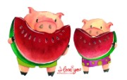 情人节主题 猪猪情侣 壁纸 情人节卡通插画 节日壁纸