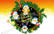 圣诞节 可爱企鹅图片壁纸 Christmas Lovely Pengiun Pictures 圣诞节壁纸韩国矢量风格圣诞壁纸 节日壁纸